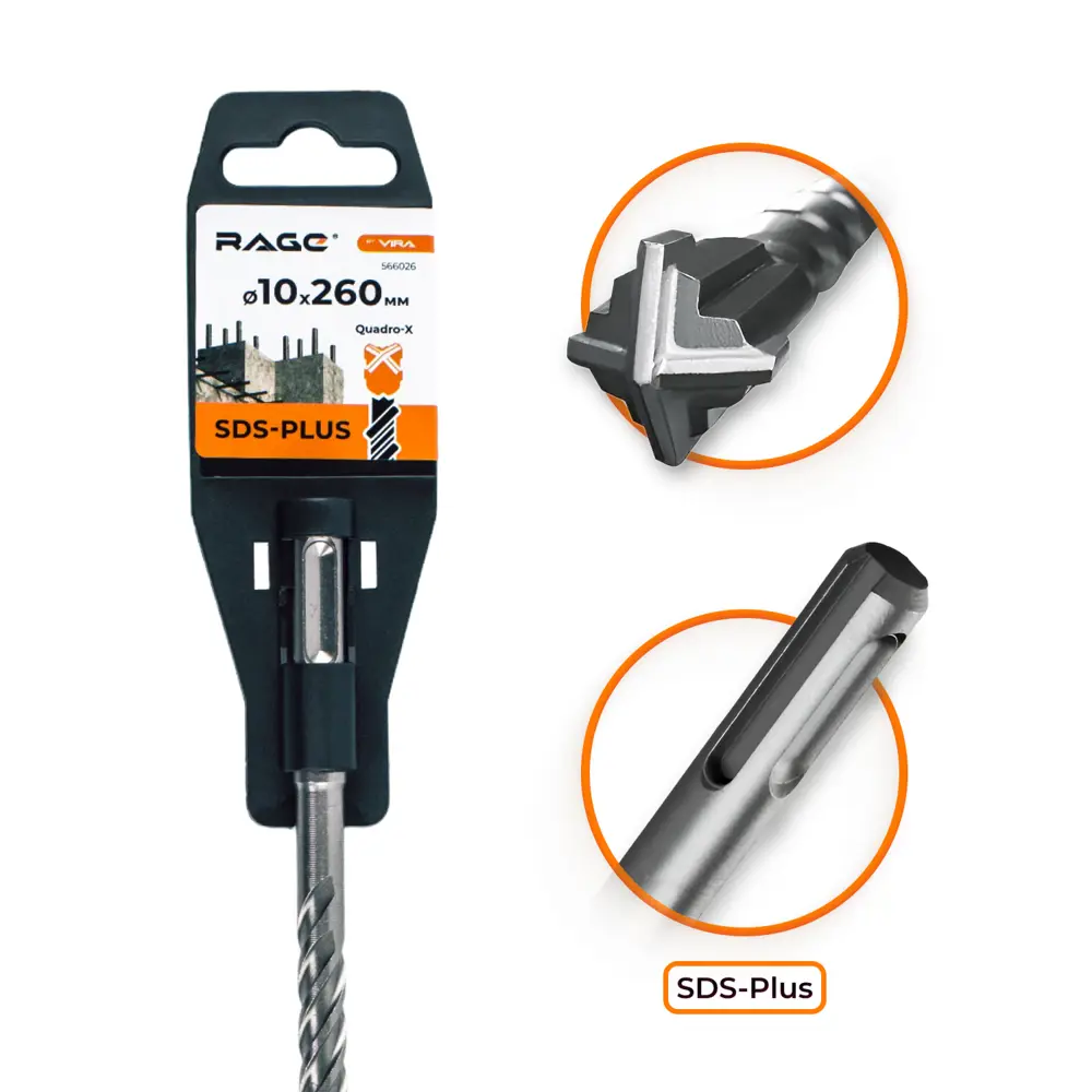 Бур RAGE SDS-plus 10x260 мм для бетона и камня 89383433 STLM-1357370 - Вид №1