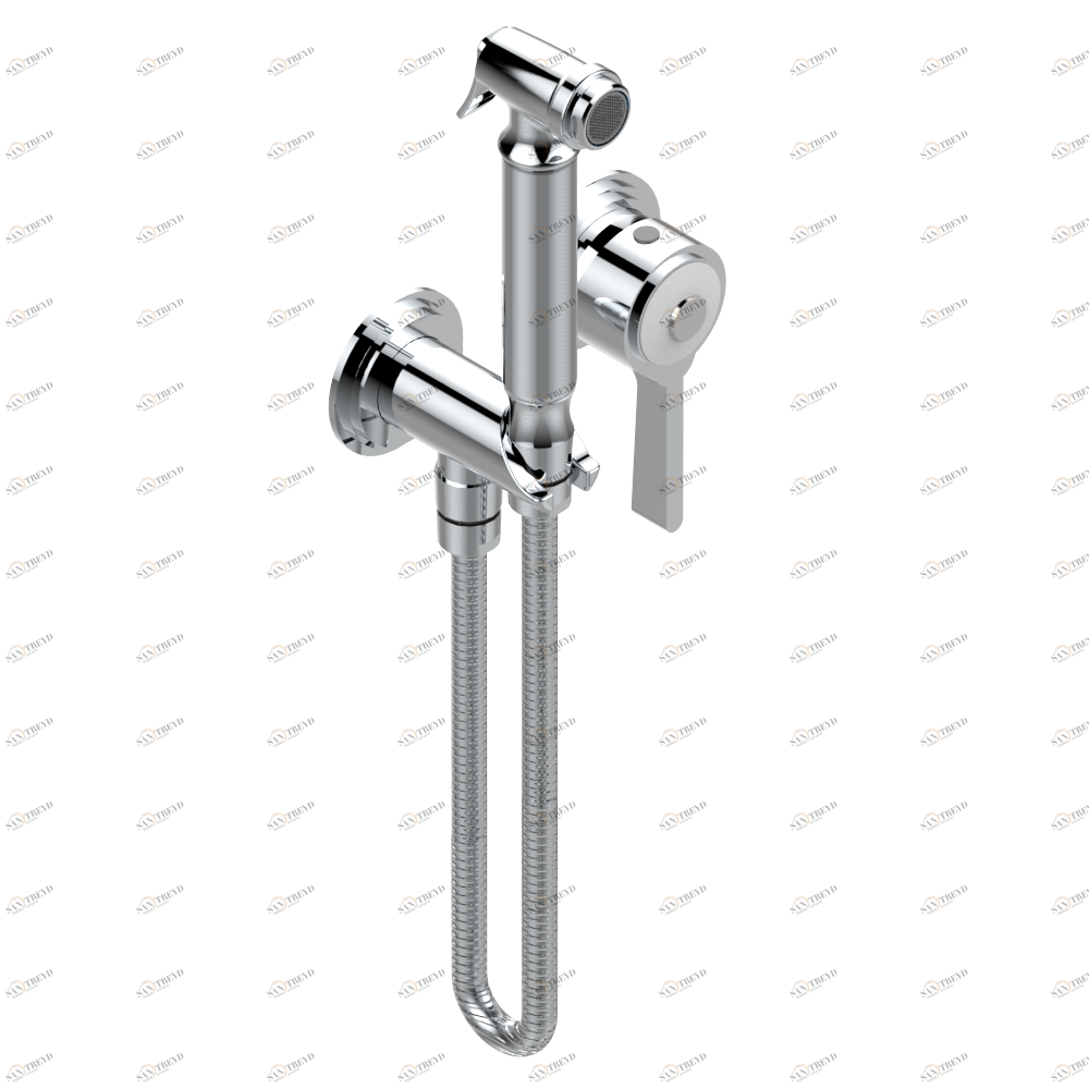G2R-5840/MBG Комплект для душа, включающий смеситель, армированный шланг 1 м 25 см, ручной душ с курковым распылителем, выход из стены и предохранительный запорный клапан Thg-paris Frivole Хром G2R 5840/MBG A02 CAT.A