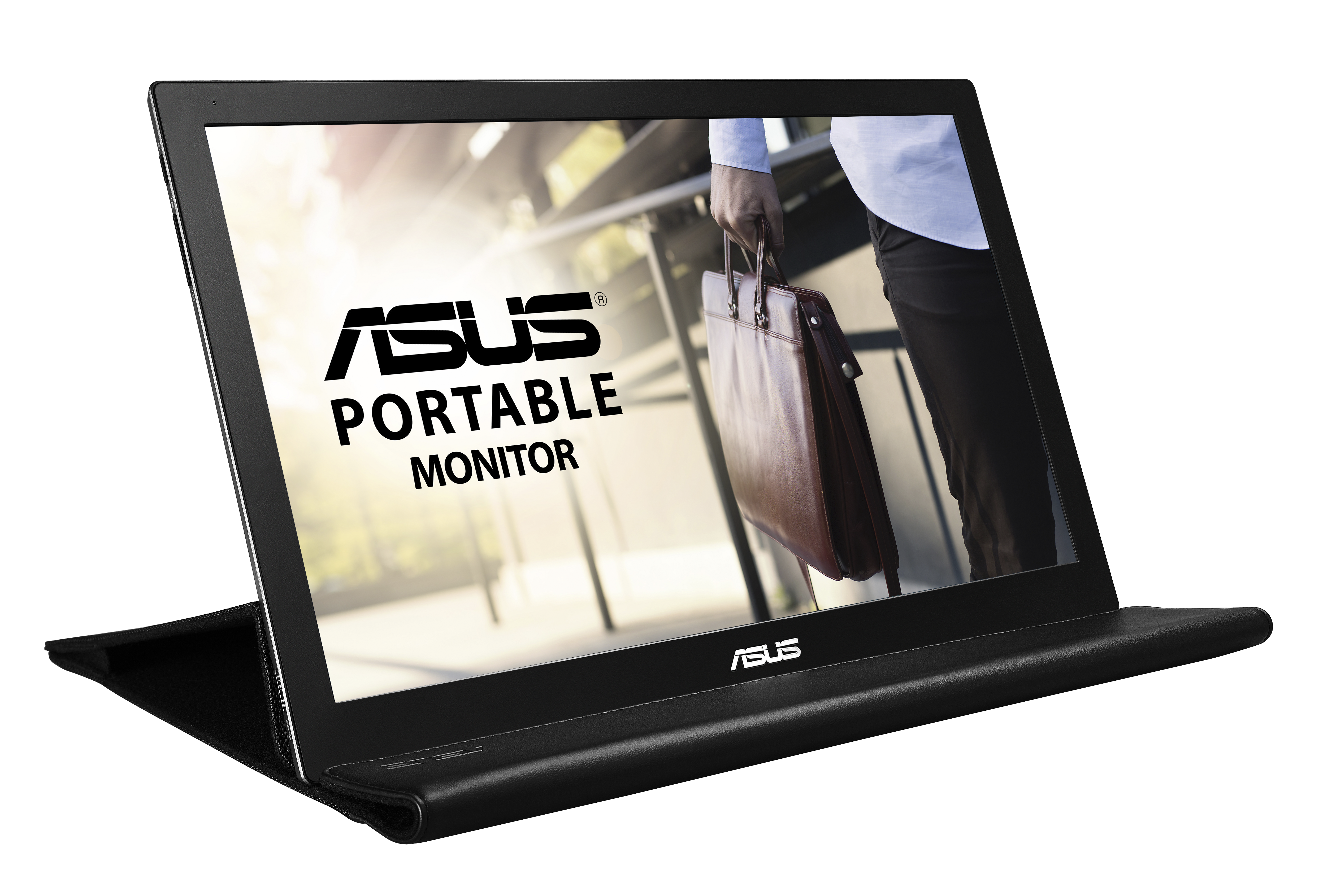 90LM00I0-B01170 mb168b 15.6" wide led hd portable usb-powered monitor, 16:9, 1366 x 768 , 11ms, 200 cd/m2 , 500 :1, 90°(h), 65°(v), usb 3.0, smart case, single usb 3.0 cable for power and data transmission, silver black ASUS Santreyd  - Вид №3