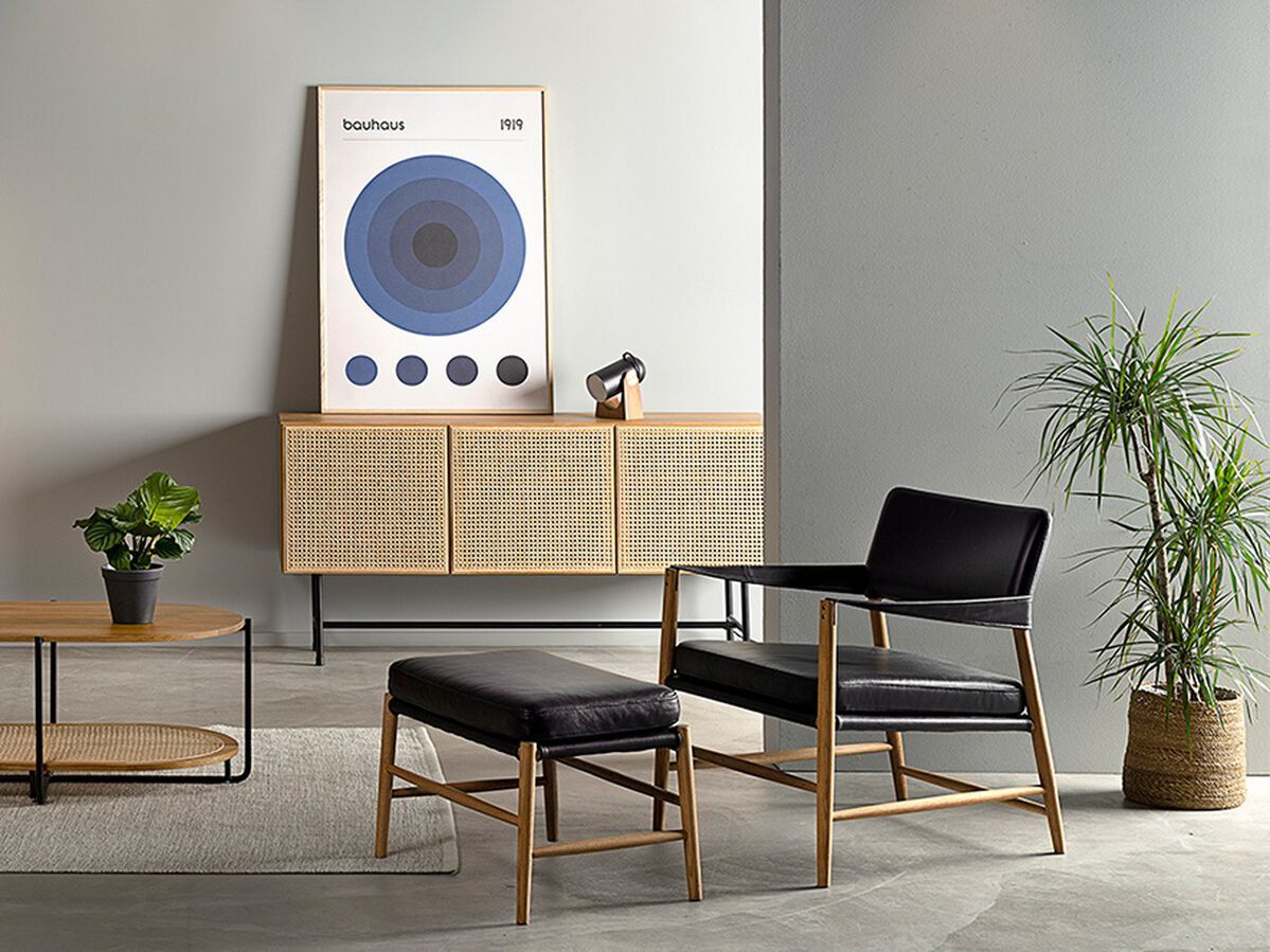 Дубовое и кожаное кресло с подлокотниками Hans K Bremen ARCH-00151344 - Вид №3