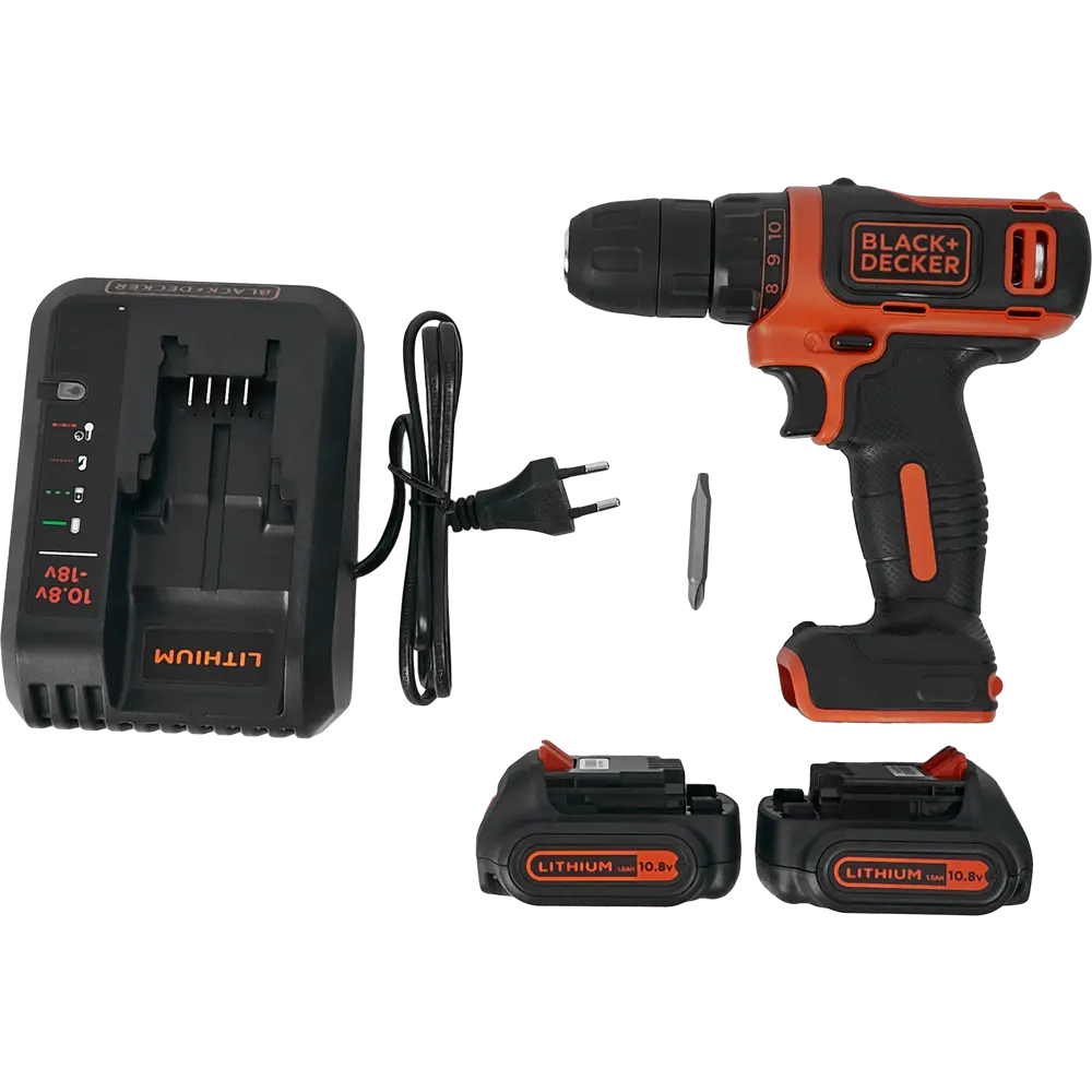 Шуруповерт аккумуляторный Black&Decker BDCDD12 10.8 В Li-ion, 2х1.5 Ач BLACK + DECKER STLM-2212243 - Вид №4