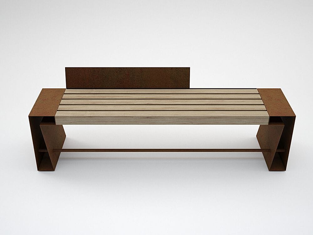 Стальная и деревянная скамья со спинкой CITYSì SEVEN ARCH-00143957 - Вид №1