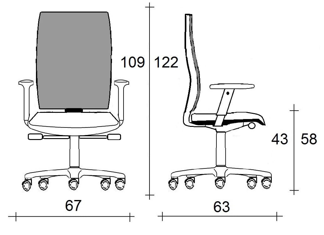 Офисное кресло с сетчатыми колесами и подлокотниками с 5 спицами TALIN WIND 9-107 ARCH-00084059 - Вид №4