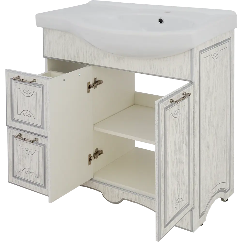 Тумба под раковину напольная «Луиза» 83 см цвет серебро SANFLOR STLM-2025112 - Вид №2