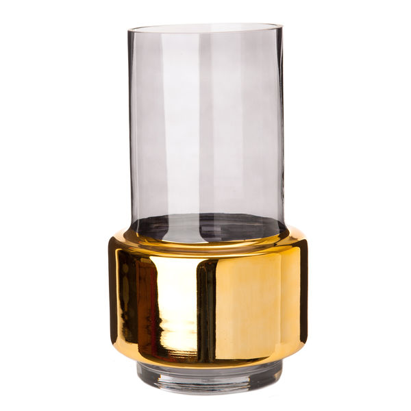 GWPP0055 Ваза из дымчатого стекла с золотым основанием ijlbrown 