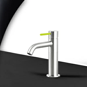 Смеситель для раковины сталь глянцевая с зеленой ручкой Toki Radomonte TKS1LCIL13