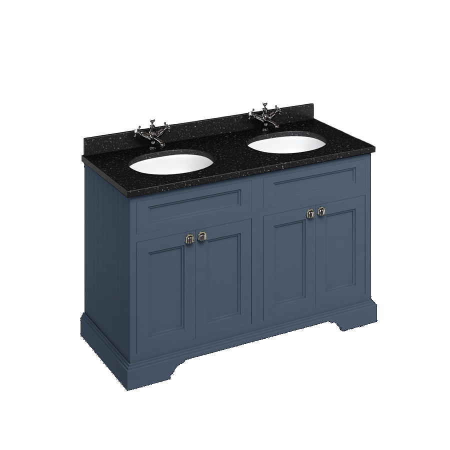 Burlington Отдельностоящий блок 130 со столешницей из черного гранита, дверьми и 2 интегрированными белыми раковинами Мэтт Уайт FC9W_BB12  - Вид №4