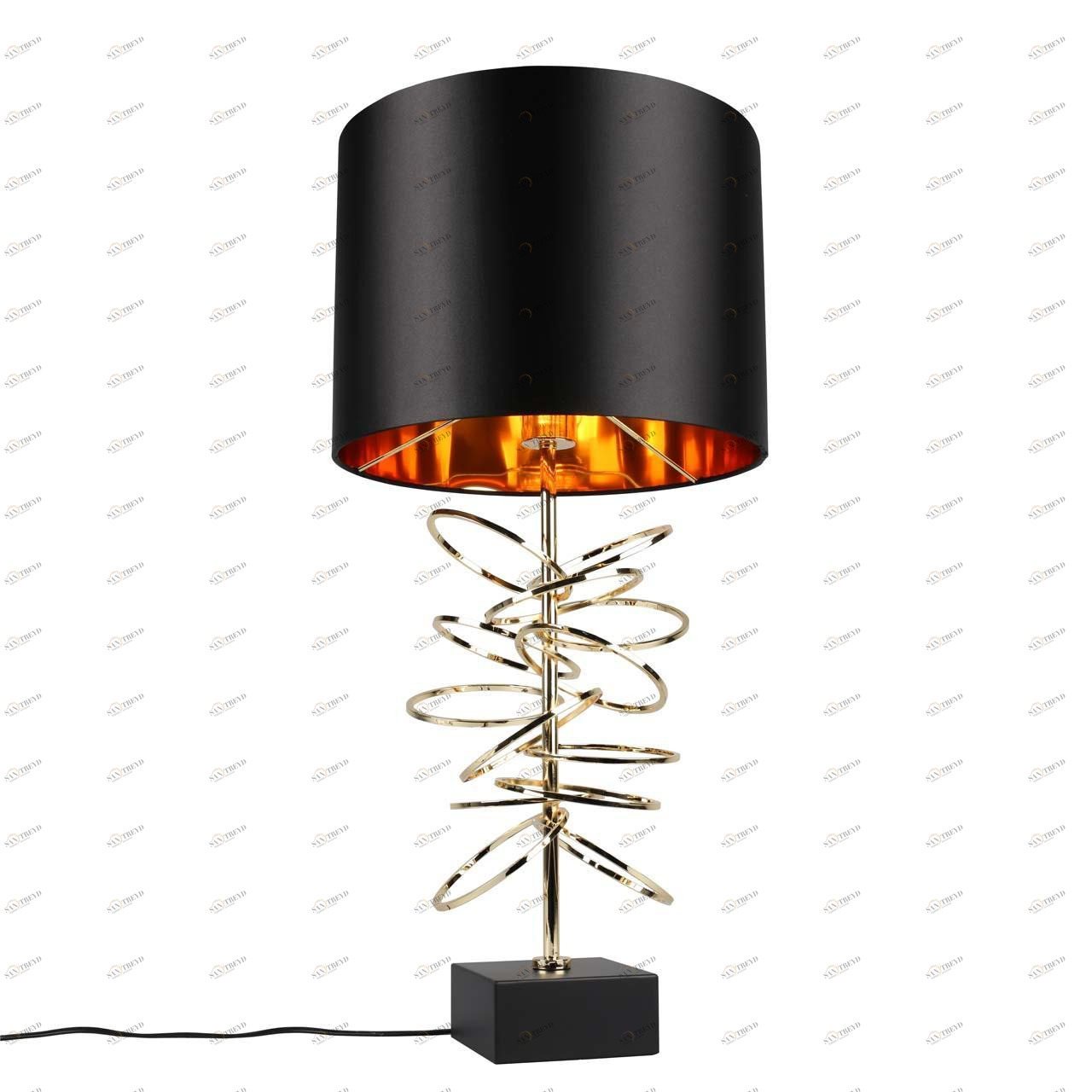 Настольная лампа с черным абажуром на золотой ножке Calalzo OML-84204-01 OMNILUX ИНТЕРЬЕРНЫЕ 00-3834831 Золото;черный 