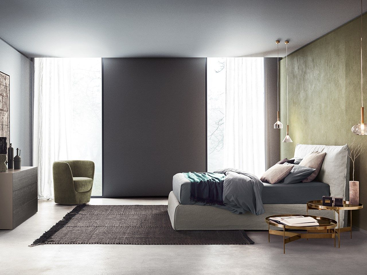 Двуспальная кровать с мягкой тканью Pianca PIUMOTTO ARCH-00133691 - Вид №2