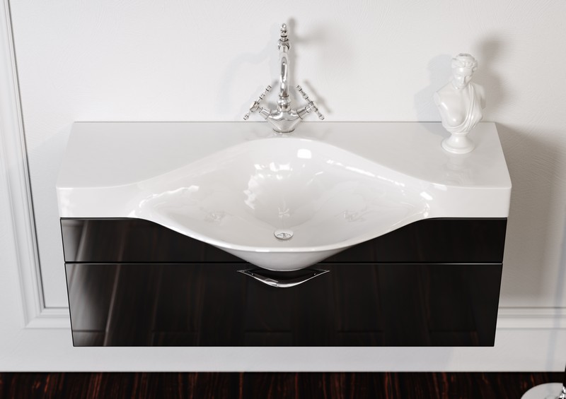 Бродвей Тумба под умывальник подвесная с ящиком, цвет черный Brw.01.10/001/BLK AQWELLA Broadway BRW1104D - Вид №2