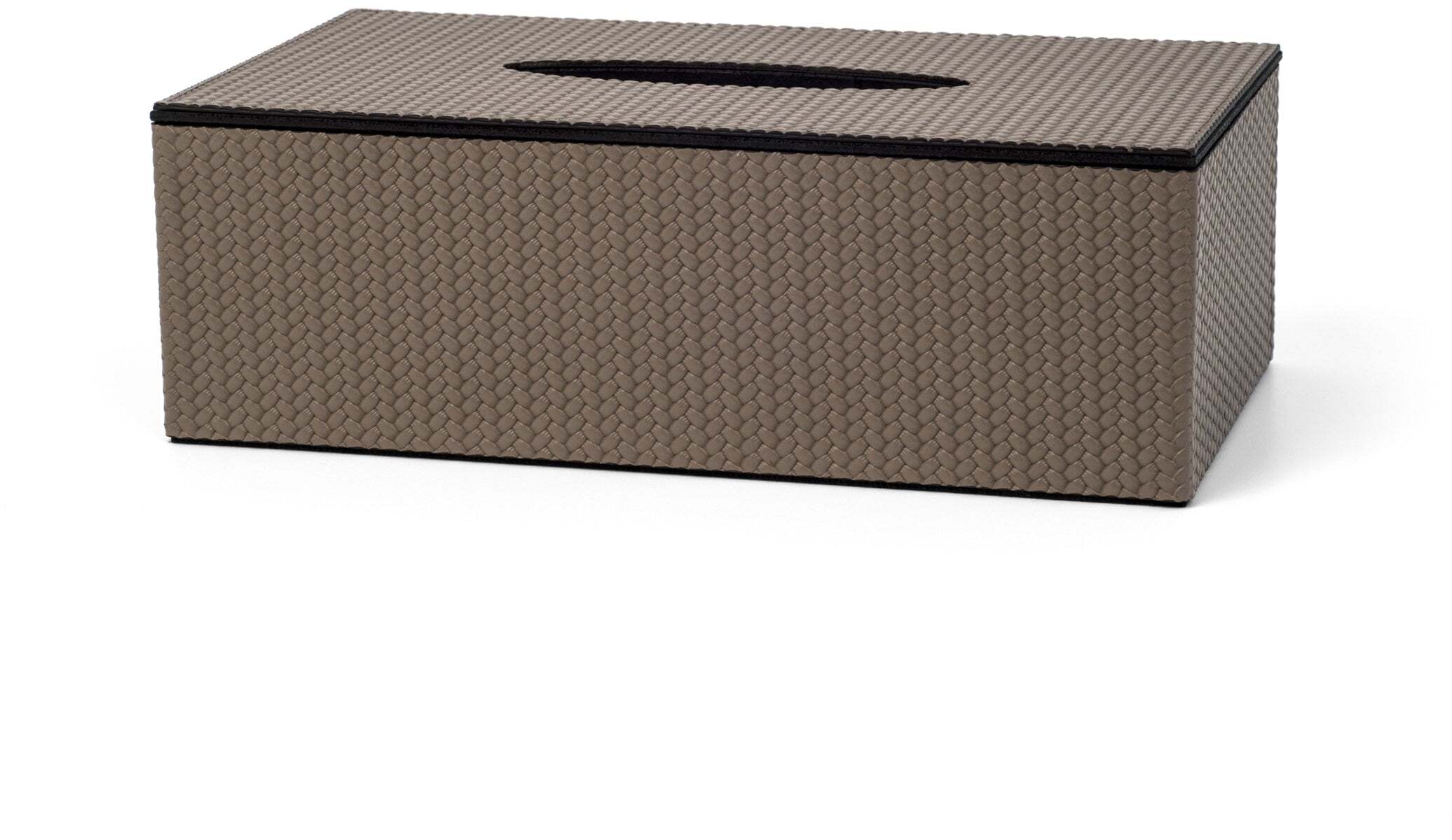 Прямоугольная коробка для салфеток с магнитной крышкой - 24X12XH7,5 см / зернистая кожа_серо-коричневый