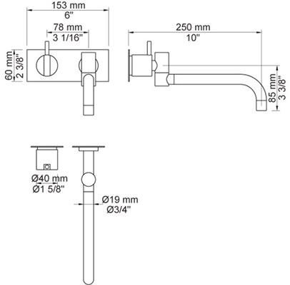 VOLA Смеситель для умывальника настенный с тарелкой sun-id-1491245 - Вид №4