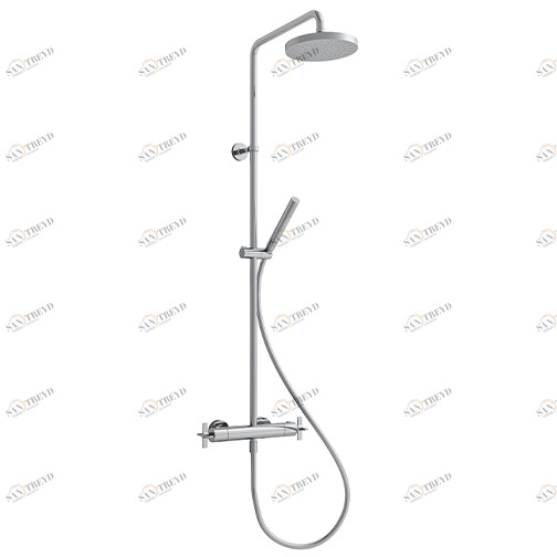 CRICR486 Внешний термостатический смеситель для душа с поворотной стойкой, регулируемым верхним душем с защитой от накипи, ручным душем с защитой от накипи со скользящей штангой и гибким шлангом LONG LIFE Cristina Rubinetterie 