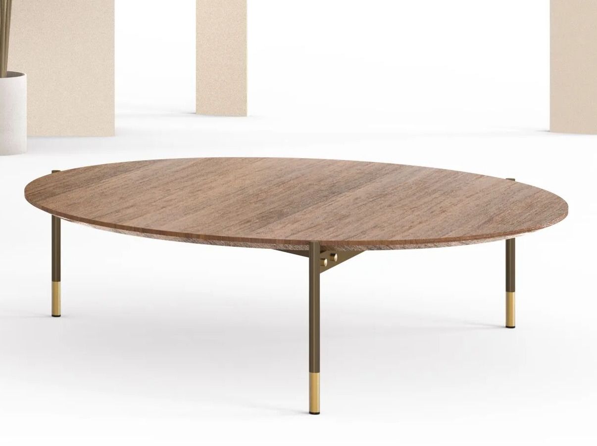Низкий круглый стол из стали и дерева Bontempi Casa KAROL ARCH-00094563