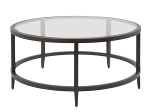 Круглый алюминиевый и стеклянный журнальный столик