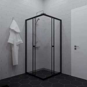 ТРИТОН Cube - душевой уголок квадратный 90×90 см с черным профилем 89436763