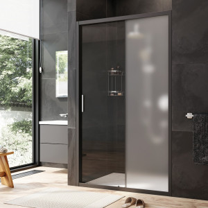 W90G-120-1-195BM Solo Дверь душевая 120х195 стекло матовое профиль черный матовый AM.PM Gem