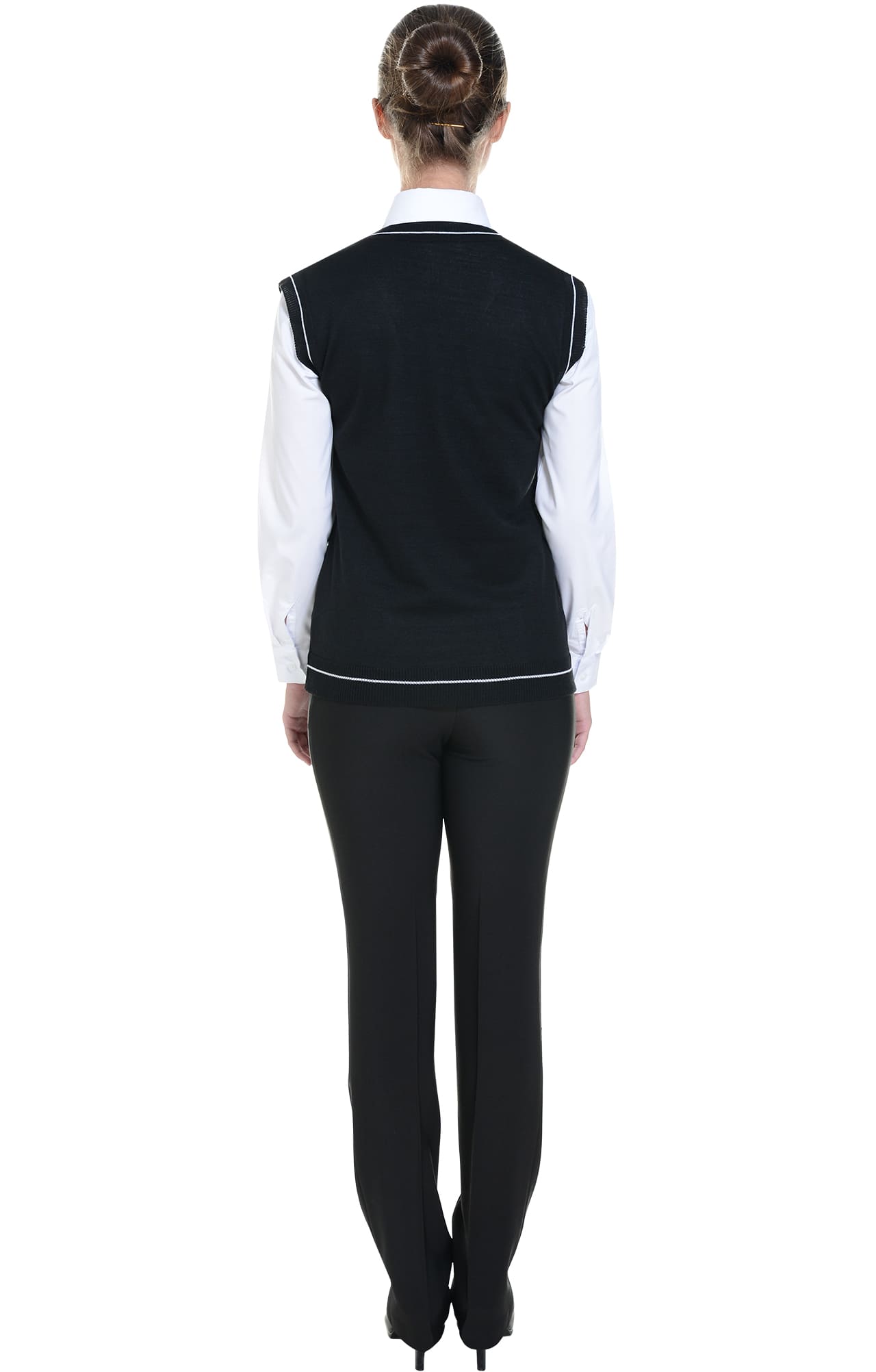 62518 Жилет трикотажный женский черный  Одежда для официантов  размер 52-54 Спецодежда  - Вид №5