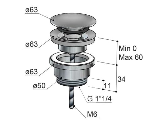 Латунный слив для умывальника Hotbath Ace ARCH-00086559 - Вид №2