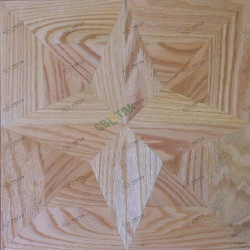 Модульный паркет Светла Инженерный модульный паркет Звезда Dream Castle Модель 74 Красный Лак Дуб Селект (Гладкая) 418х418 мм 26006000303