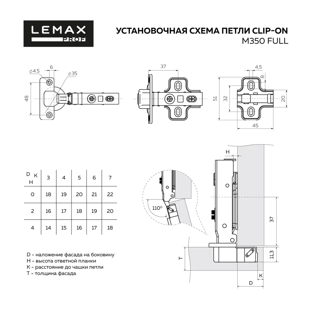 Накладная петля D35 Clip-on 105° 89426839 STLM-2100979 Lemax prof  - Вид №2