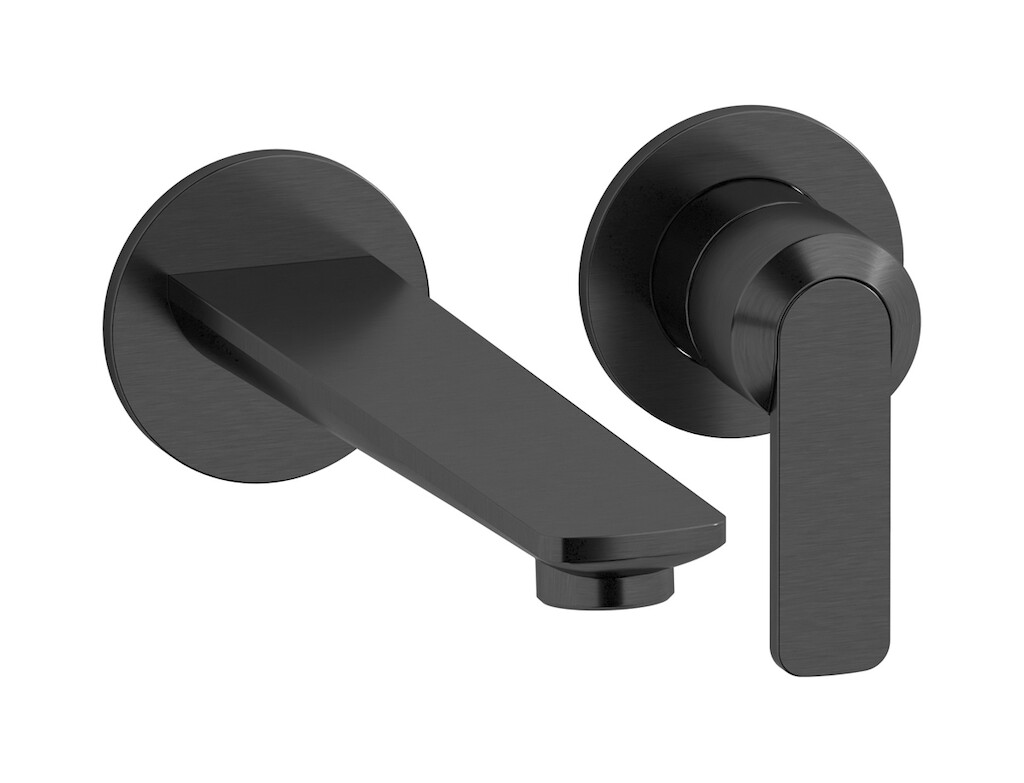 Встроенный в стену смеситель для раковины на 2 отверстия в комплекте с донным клапаном WE ARE IB c6406cs Brushed Black Chrome C-67