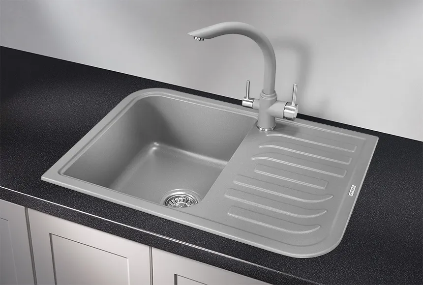 7001, АЛЮМИНИУМ, кухонная мойка, кварц GRANULA 7001-ST122
