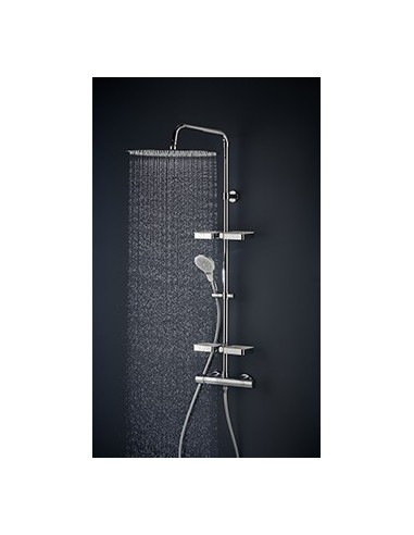 669500 000 00  Комбинация душа Opium с термостатическим клапаном, очень большая насадка для душа, полки для хранения, хром Valentin Хром  - Вид №2