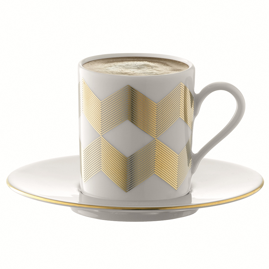 P055-01-146 Набор чашек с блюдцами signature, chevron, 100 мл, золото, 4 шт. LSA International  - Вид №5