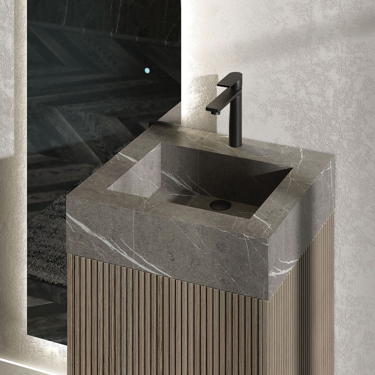 Деревянный одноместный напольный умывальник с дверцами LEGNOBAGNO Re-Stretch ARCH-00004997