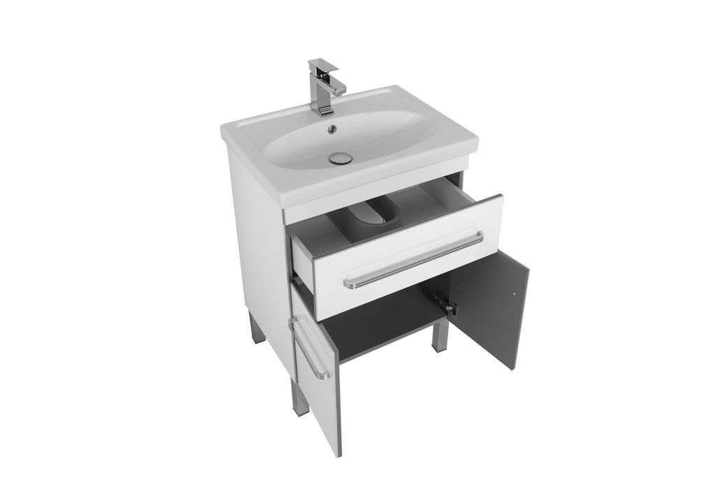 Мебель для ванной Aquanet Сиена 60 белый (напольный 1 ящик 2 дверцы) 00196496 - Вид №3