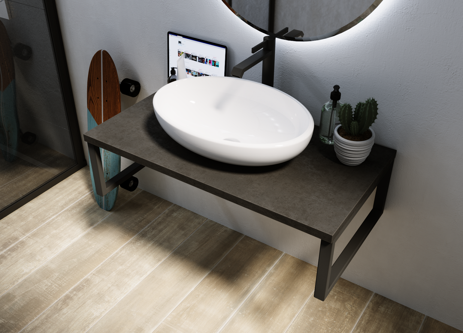 У85837 Столешница GRUNGE LOFT 90 Бетон темно-серый 1 Marka GRUNGE LOFT 