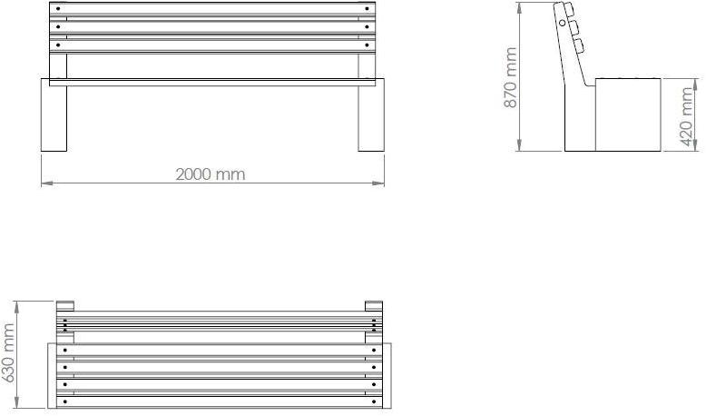 ENCHO ENCHEV - ETE Скамейка из бетона и дерева со спинкой  237  - Вид №7