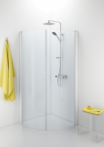 500.999.00.5 IDO Showerama 10-4 душевая стенка для круглого углового душа, IDO Showerama 10-4, белые профили / матовое стекло, 900x900 мм 