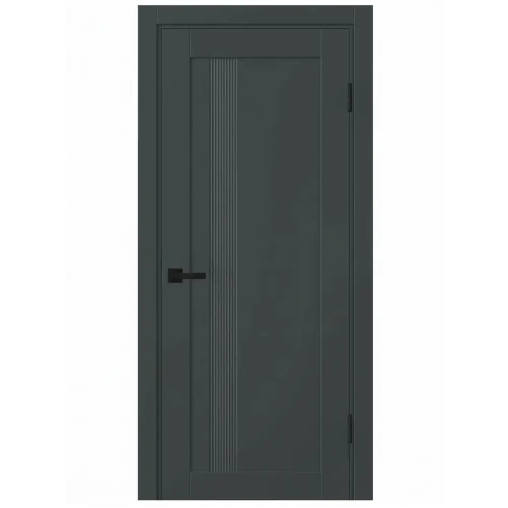 Дверь межкомнатная глухая Калга 90x200 см ПВХ цвет графит с замком и петлями KREAFORTA STLM-2083937