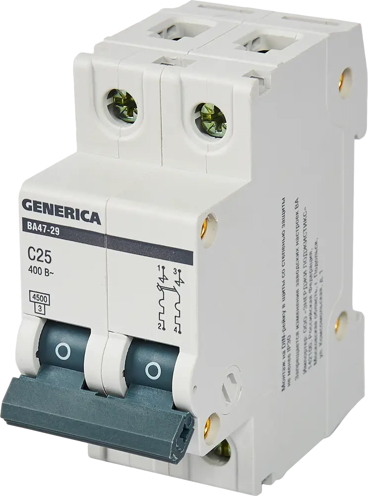 Автоматический выключатель Generica ВА47-29 2Р для защиты электросети 84798305
