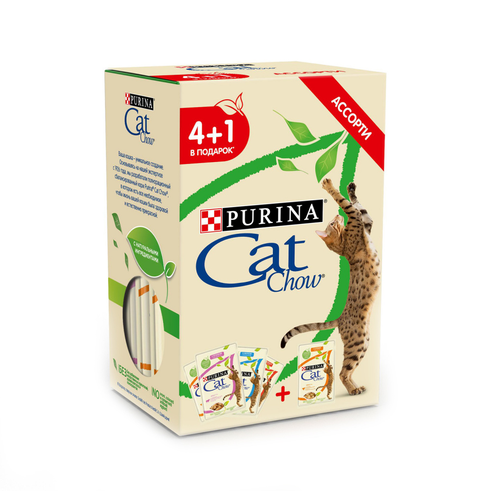 ПР0058469*12 Корм для кошек Ассорти пауч 5x85г НАБОР 4+1 (упаковка - 12 шт) Cat Chow 