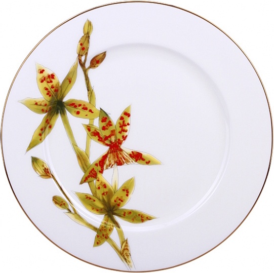 10610665 Императорский фарфоровый завод Тарелка плоская 27см "Желтая орхидея" "Стандартная" Фарфор костяной 