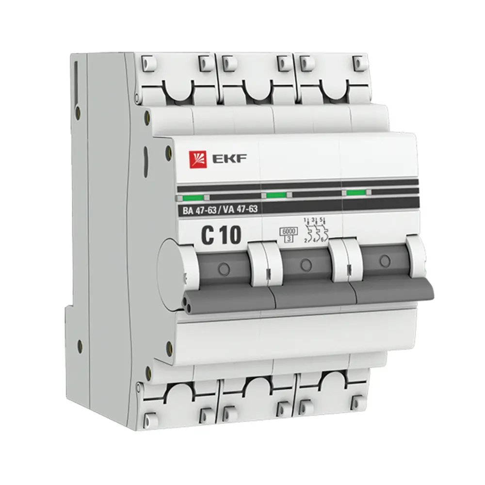 Автоматический выключатель EKF PROxima ВА47-63 3P C10 А 6 кА 82421290 STLM-2204710 