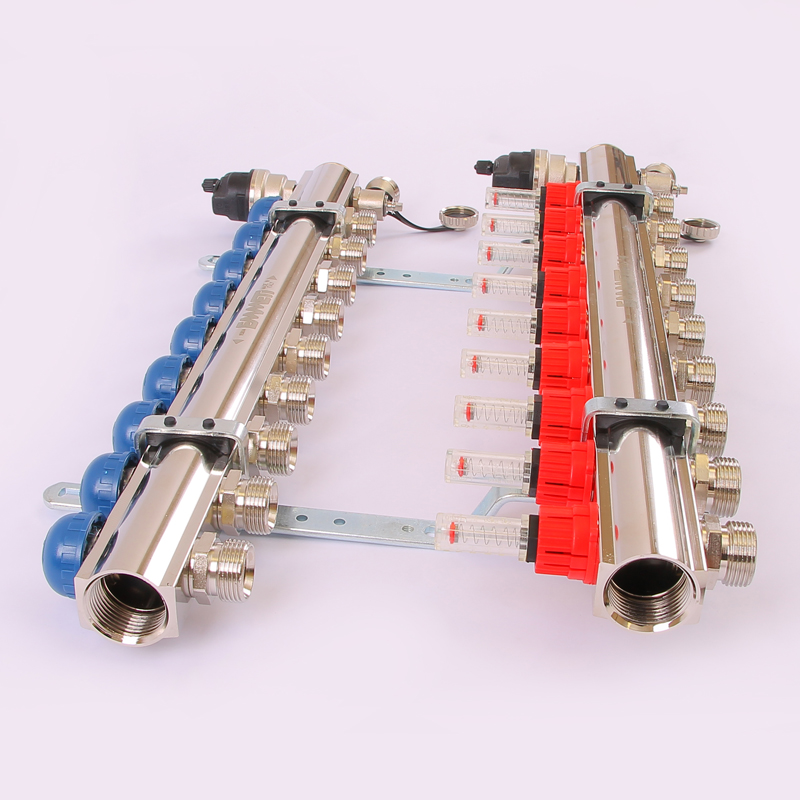 Коллекторная группа TOPWAY с термостатическими вентилями и расходомерами с резьбой под евроконус EMMETI 1"x3/4"ЕК 9 выходов 01298224 - Вид №2