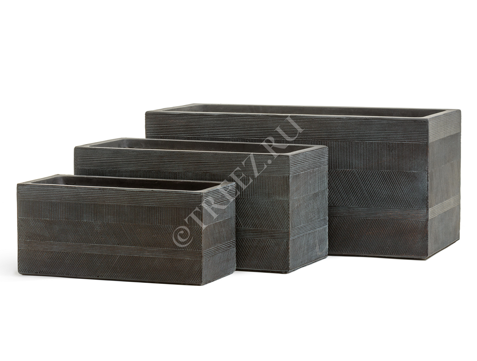 41.1019-0025-GG-50 Кашпо  ERGO - серия Graphics - Низкий прямоугольник - Окись с медной патиной Цветочная коллекция 