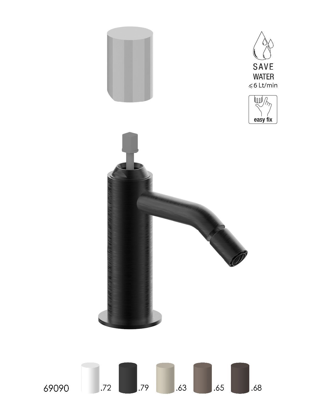 Смеситель для биде из нержавеющей стали с ограничителем расхода Rubinetterie Frattini Pepe XLS 316 ARCH-00055029 - Вид №6