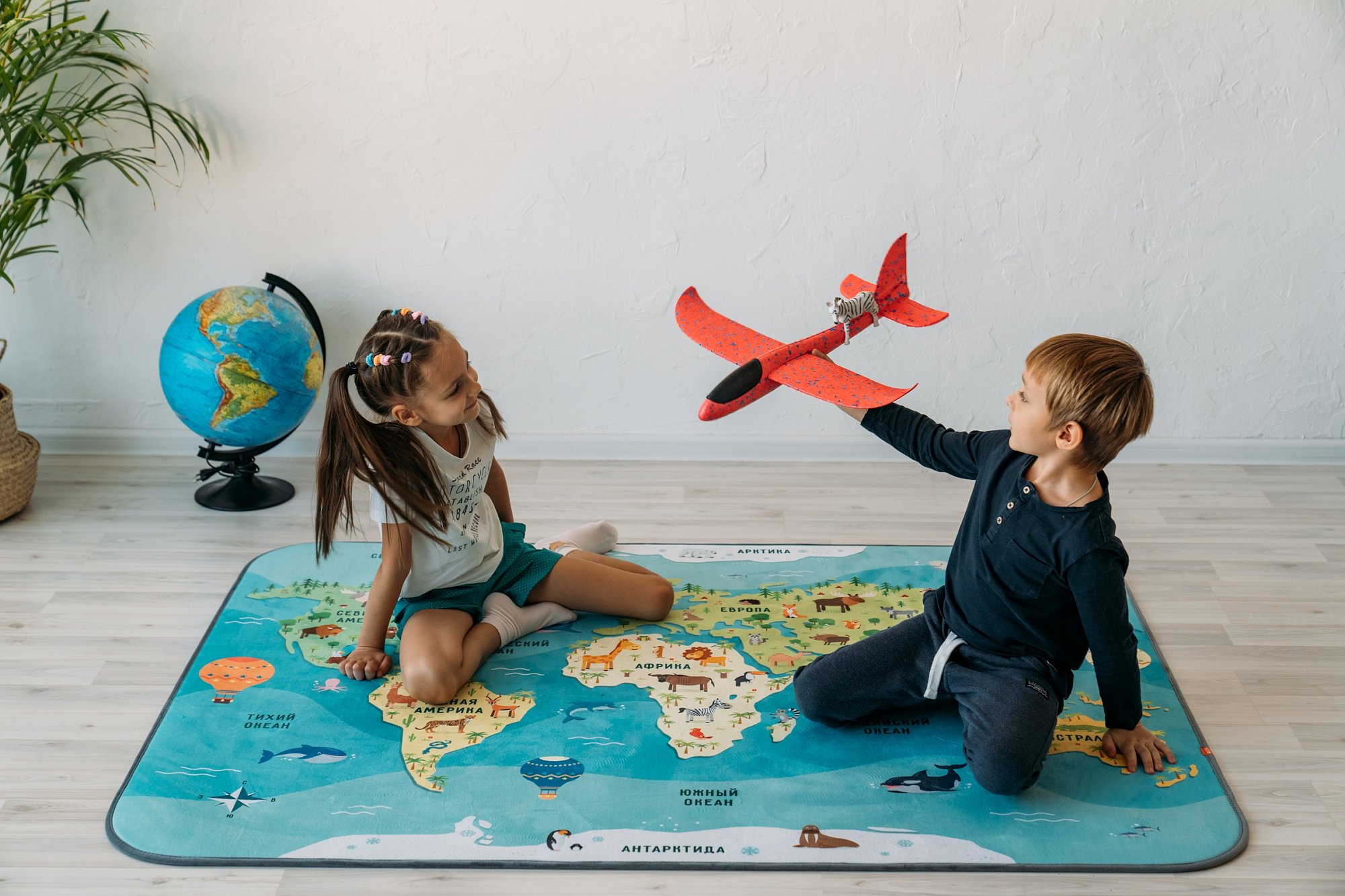 Детский игровой коврик 160х120 см "Карта мира" БЕЛЬМАРКО  351575 Голубой Santreyd  - Вид №5