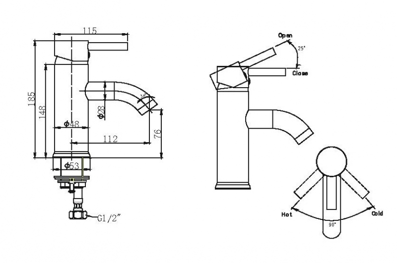 Смеситель для умывальника SLIM F1332366CP-RUS bravat - Вид №1