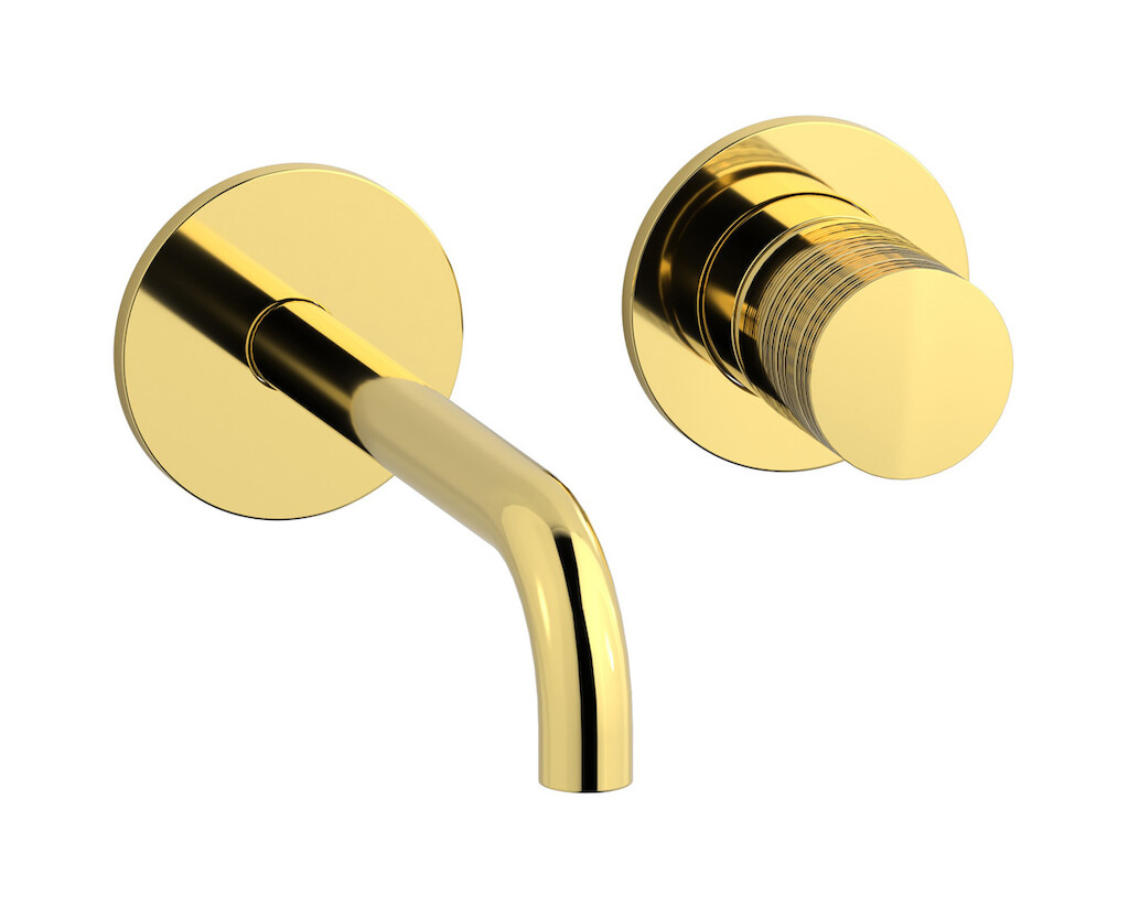 Встроенный в стену смеситель для раковины на 2 отверстия в комплекте с донным клапаном WE ARE IB wa399os Gold Vinile