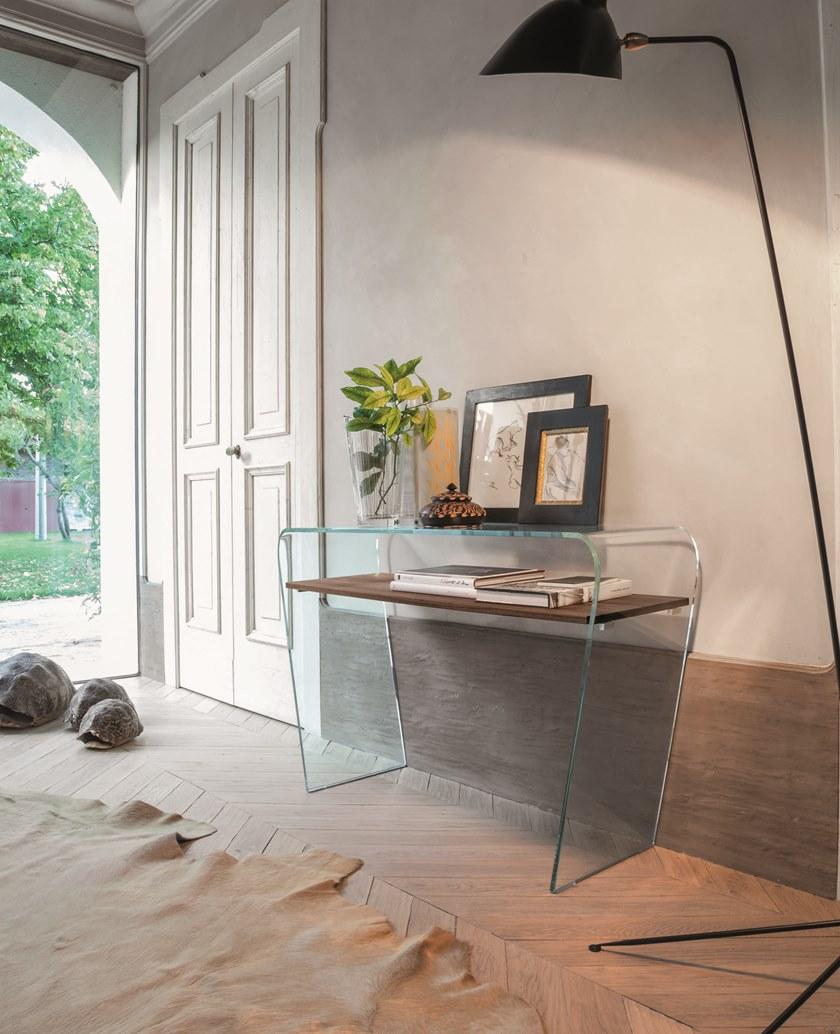 Tonin Casa Прямоугольная стеклянная консоль с полками  T6460  - Вид №1