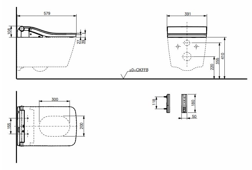 Керамический подвесной туалет биде с ручным душем TOTO Washlet® ARCH-00078003 - Вид №7