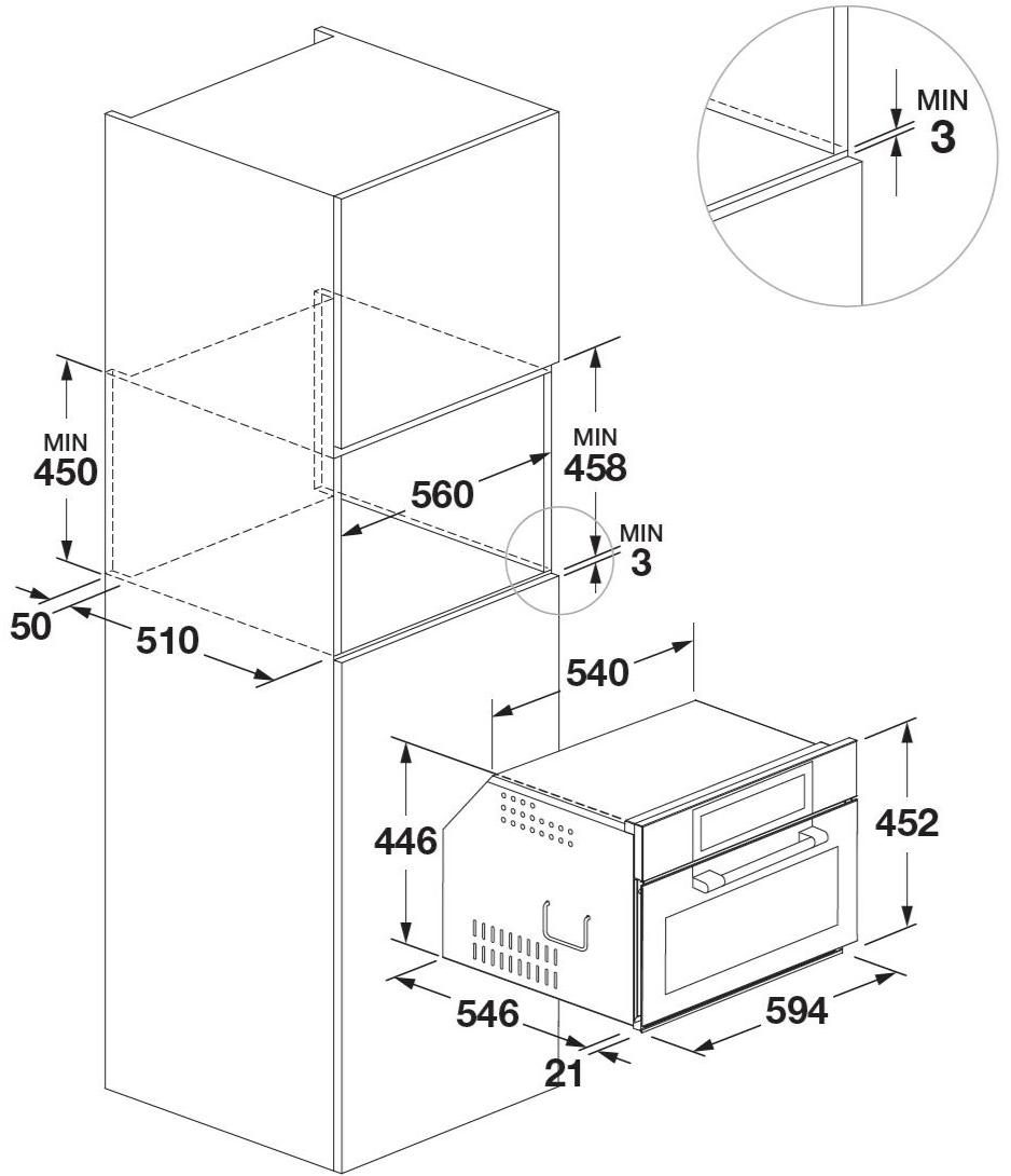 Fulgor Milano Паровой духовой шкаф встраиваемый комбинированный с электронным управлением класс а ++ Compact 45 sun-id-1416045 - Вид №1