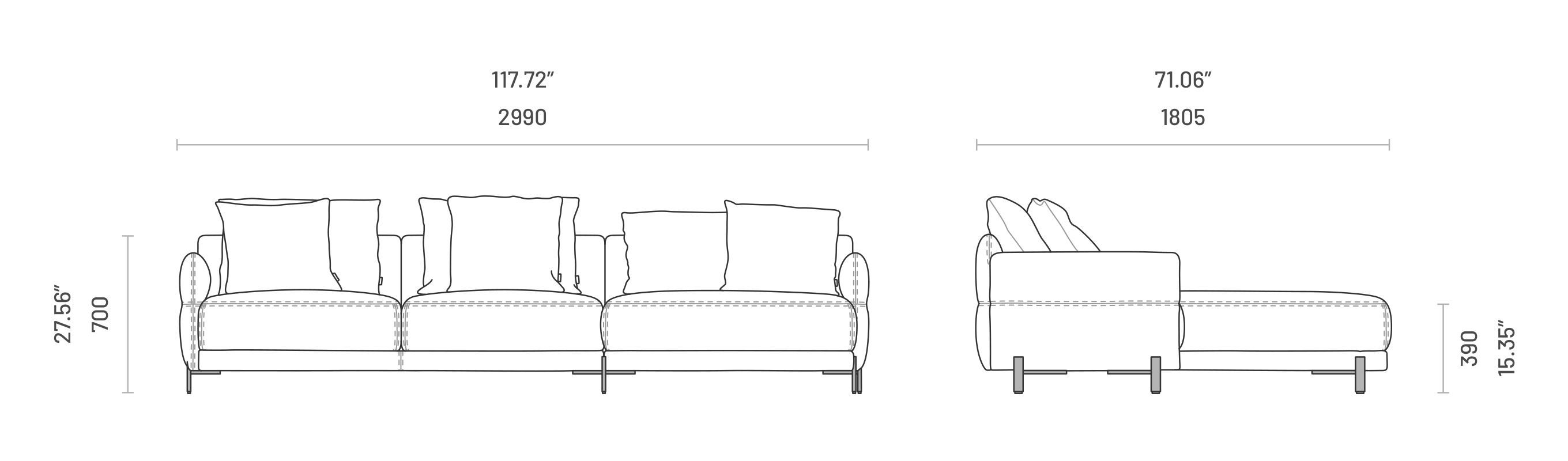 3-местный диван с полуостровом Domkapa Matthew ARCH-00116913 - Вид №4