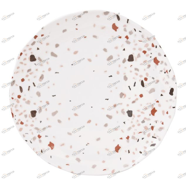 Тарелка фарфоровая белая с красным обеденная "Терраццо" EASY LIFE ТЕРРАЦЦО 00-3946745 Белый;красный